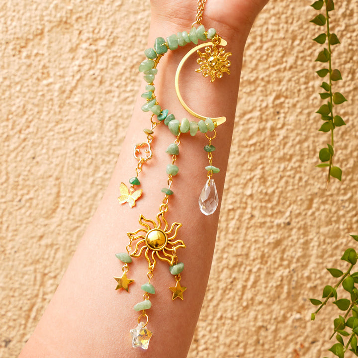 Olivenorma Natural Crystal Ghiaia Moon Suncatcher Campanello a vento