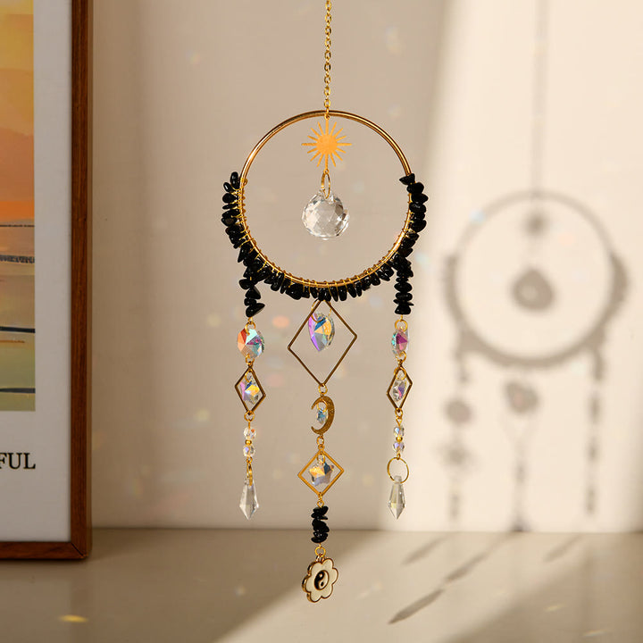 Olivenorma Crystal Geometric Circle Pendant Suncatcher Campanello a vento