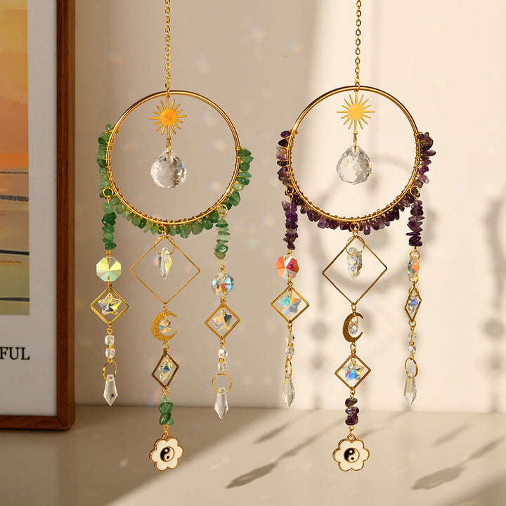 Olivenorma Crystal Geometric Circle Pendant Suncatcher Campanello a vento