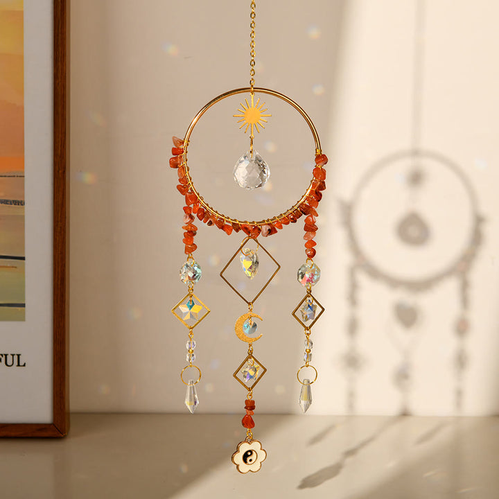 Olivenorma Crystal Geometric Circle Pendant Suncatcher Campanello a vento