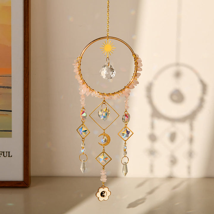 Olivenorma Crystal Geometric Circle Pendant Suncatcher Campanello a vento