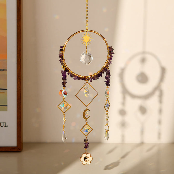 Olivenorma Crystal Geometric Circle Pendant Suncatcher Campanello a vento