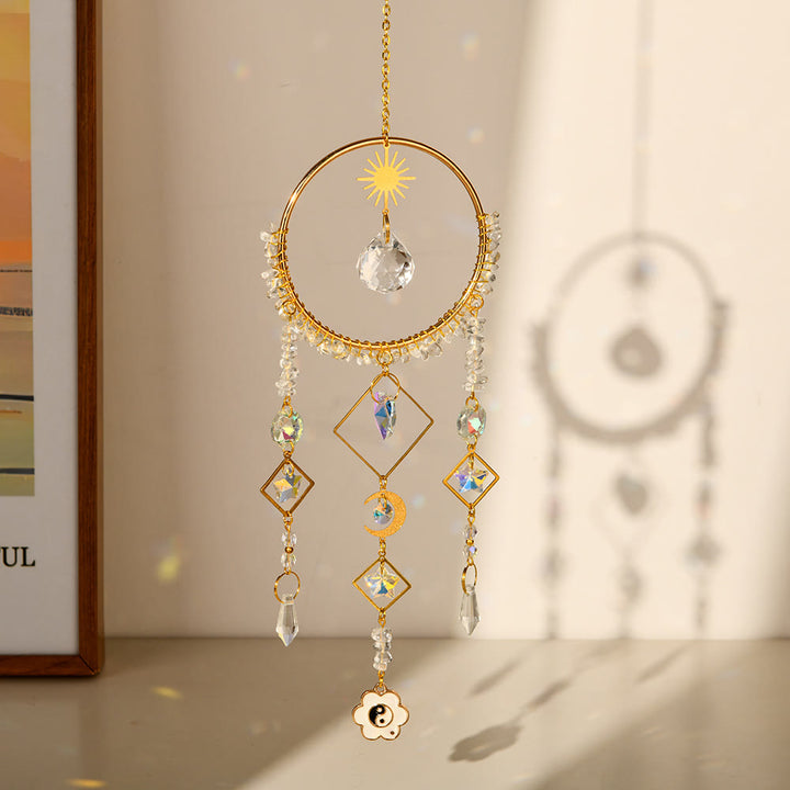 Olivenorma Crystal Geometric Circle Pendant Suncatcher Campanello a vento