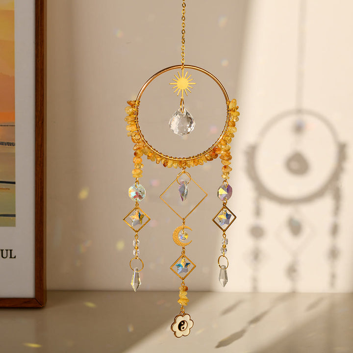 Olivenorma Crystal Geometric Circle Pendant Suncatcher Campanello a vento