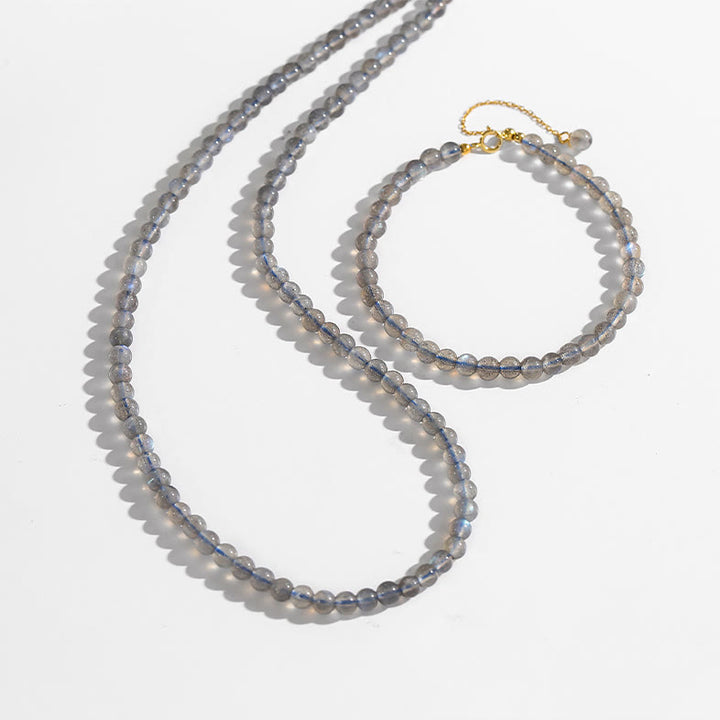 Braccialetto di perle fini di labradorite naturale Olivenorma
