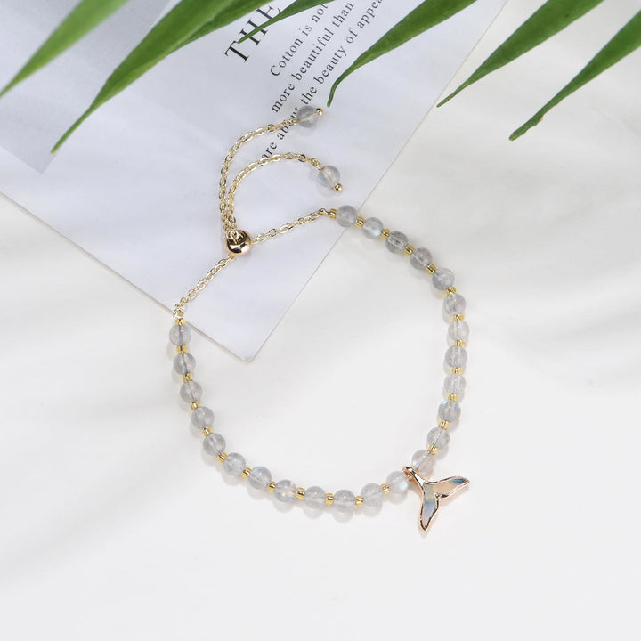 Bracciale con ciondolo a coda di balena in perline di labradorite naturale Olivenorma