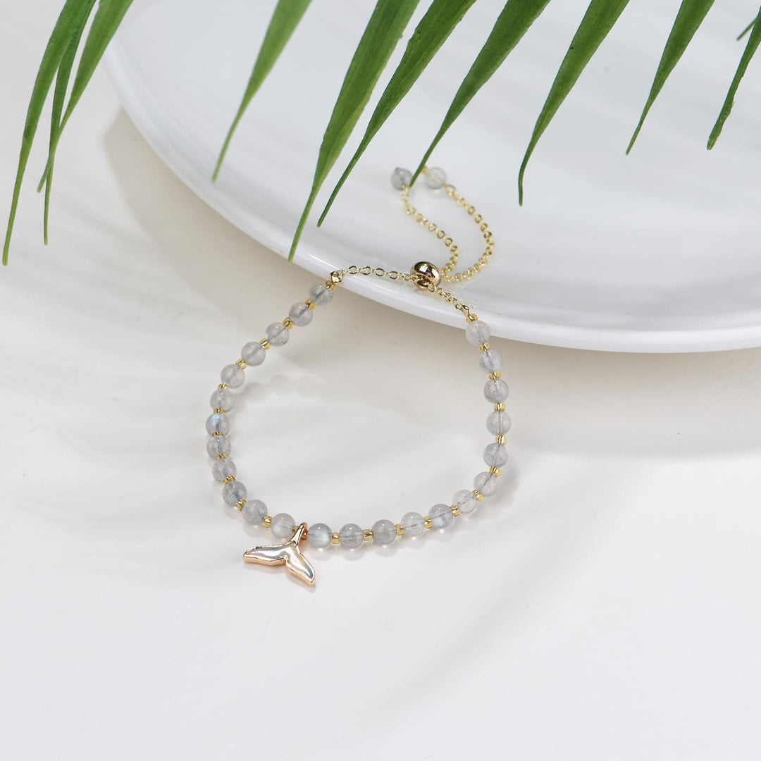 Bracciale con ciondolo a coda di balena in perline di labradorite naturale Olivenorma
