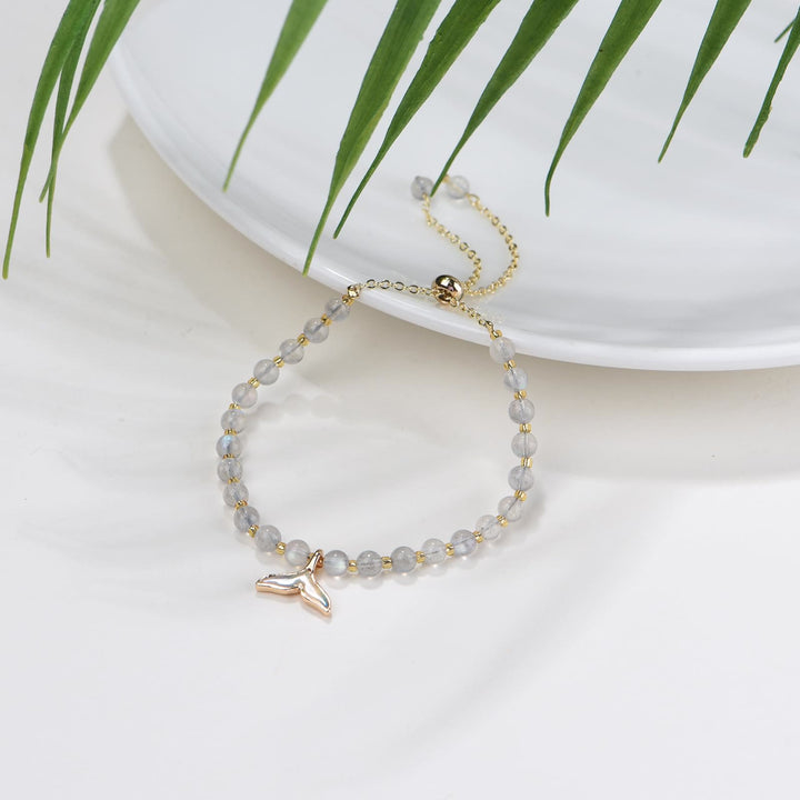 Bracciale con ciondolo a coda di balena in perline di labradorite naturale Olivenorma