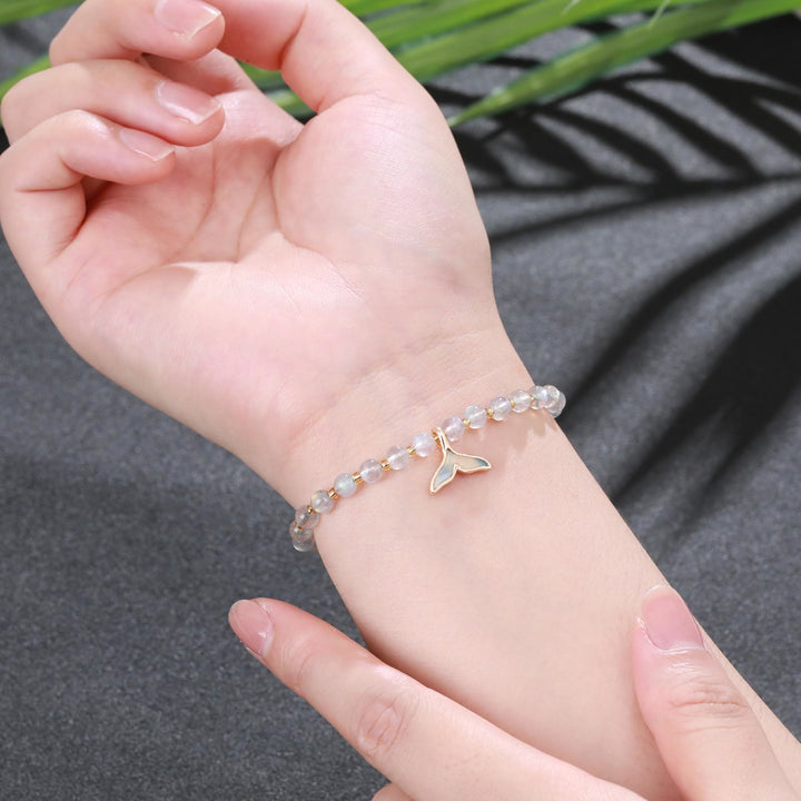 Bracciale con ciondolo a coda di balena in perline di labradorite naturale Olivenorma