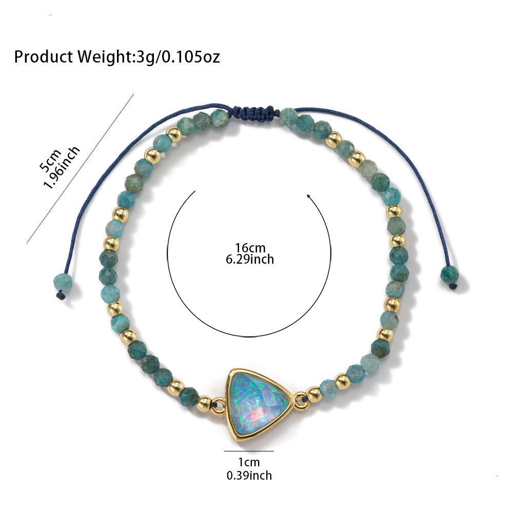 Olivenorma Bracciale con ciondolo in opale colorato con perline di cristallo naturale