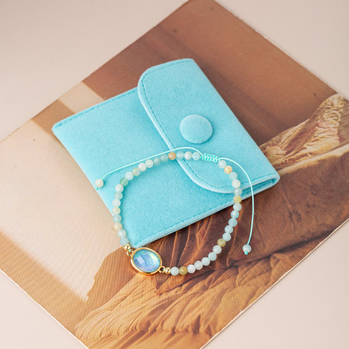 Olivenorma Bracciale con ciondolo in opale colorato con perline di cristallo naturale