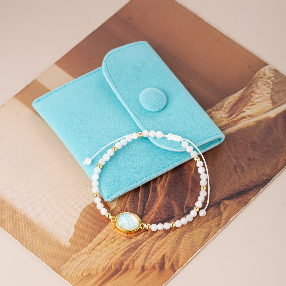 Olivenorma Bracciale con ciondolo in opale colorato con perline di cristallo naturale