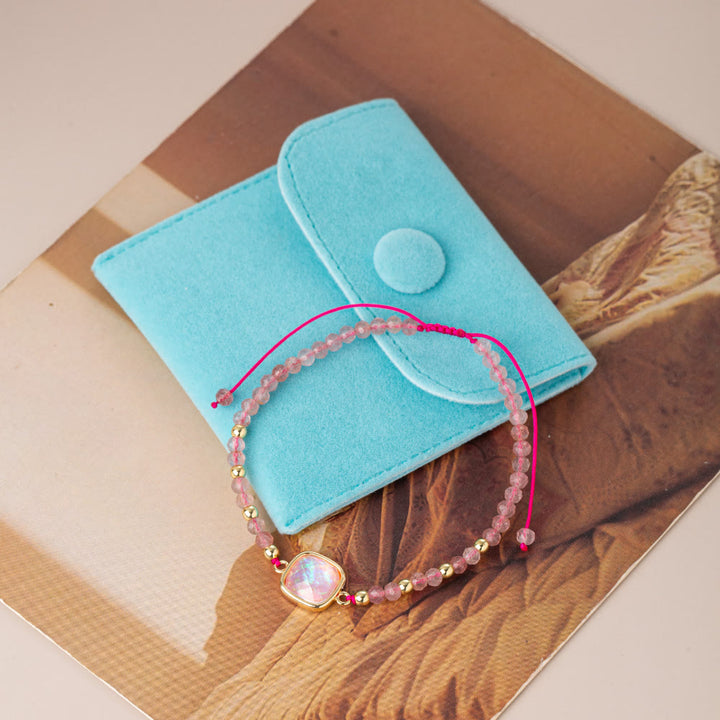 Olivenorma Bracciale con ciondolo in opale colorato con perline di cristallo naturale