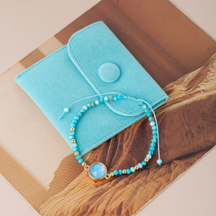 Olivenorma Bracciale con ciondolo in opale colorato con perline di cristallo naturale