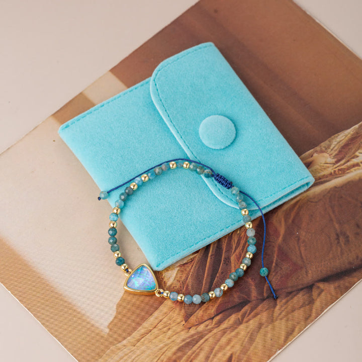 Olivenorma Bracciale con ciondolo in opale colorato con perline di cristallo naturale