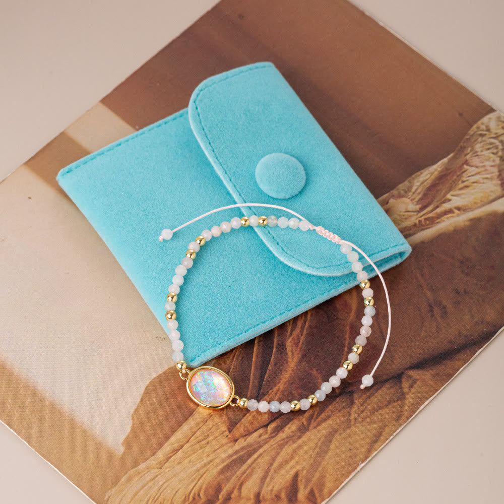 Olivenorma Bracciale con ciondolo in opale colorato con perline di cristallo naturale