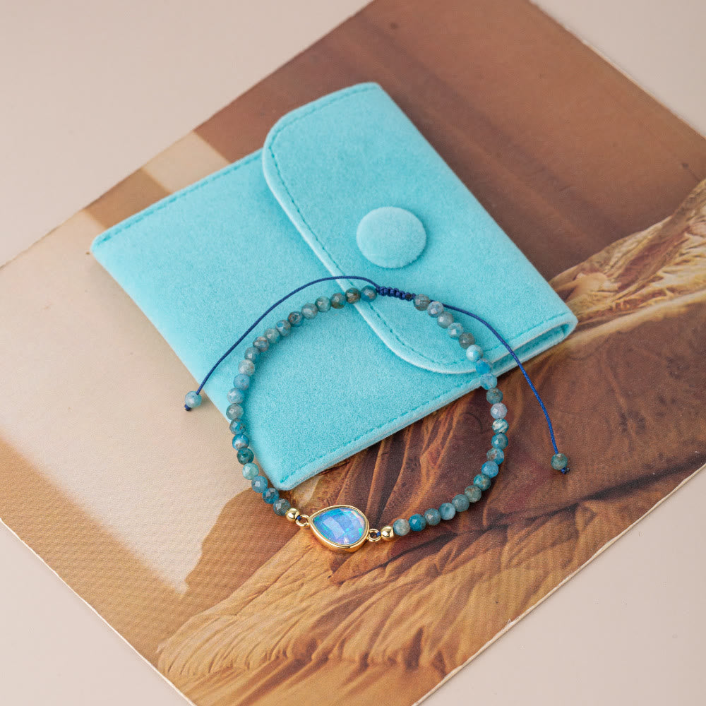 Olivenorma Bracciale con ciondolo in opale colorato con perline di cristallo naturale