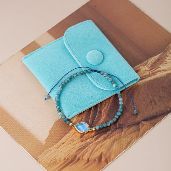 Olivenorma Bracciale con ciondolo in opale colorato con perline di cristallo naturale