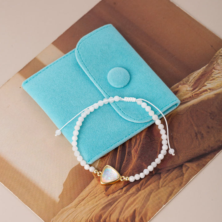 Olivenorma Bracciale con ciondolo in opale colorato con perline di cristallo naturale