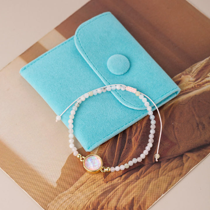 Olivenorma Bracciale con ciondolo in opale colorato con perline di cristallo naturale
