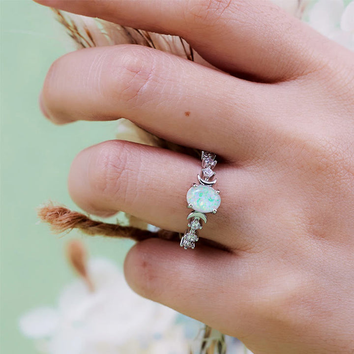 Anello con doppia luna in opale naturale Olivenorma