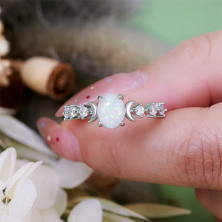 Anello con doppia luna in opale naturale Olivenorma