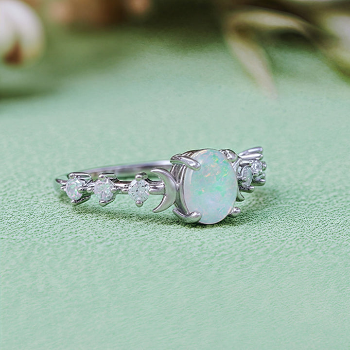 Anello con doppia luna in opale naturale Olivenorma