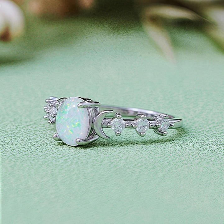 Anello con doppia luna in opale naturale Olivenorma