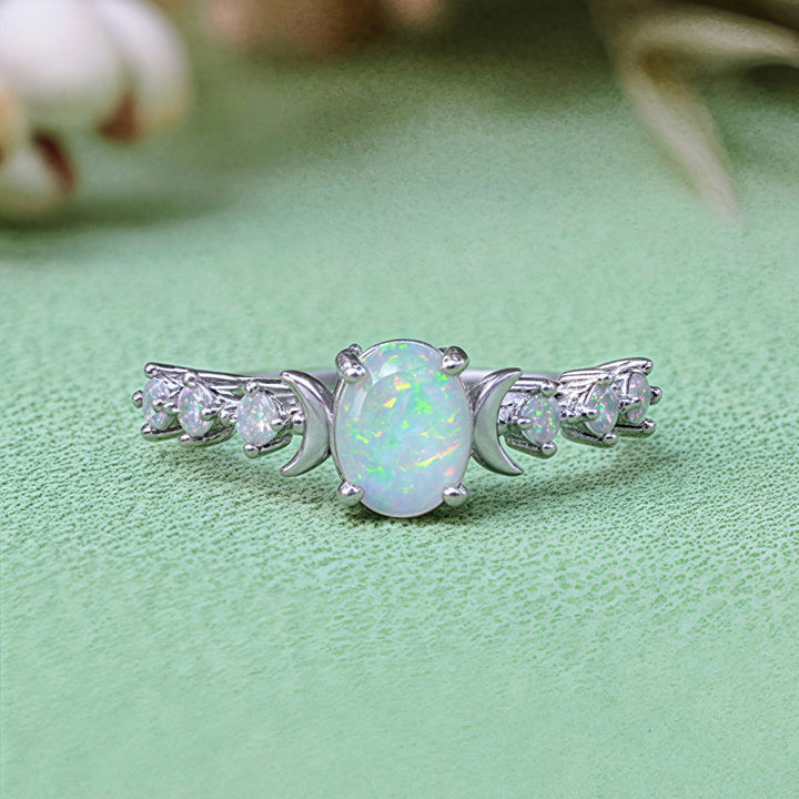 Anello con doppia luna in opale naturale Olivenorma