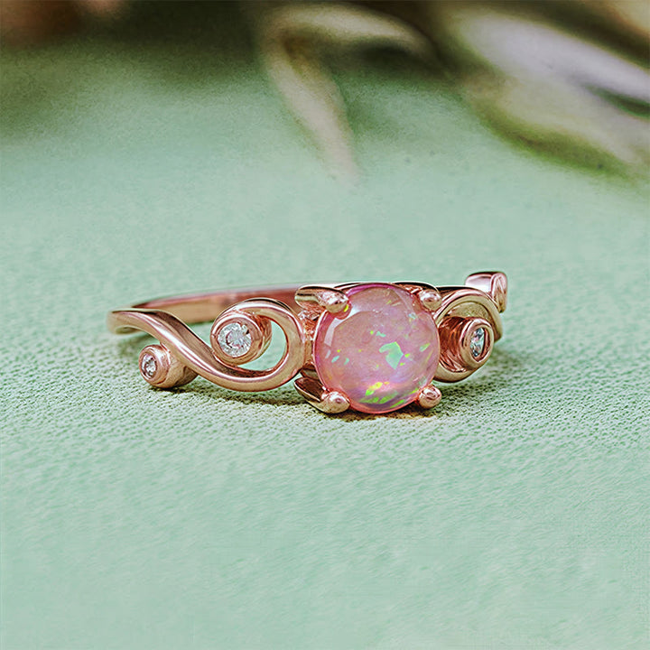 Anello Olivenorma con vite in opale bianco viola naturale