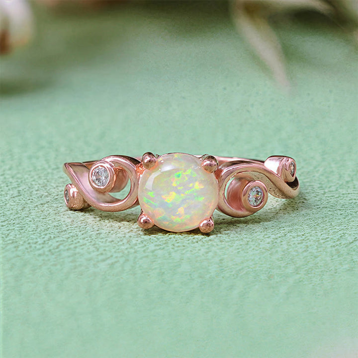 Anello Olivenorma con vite in opale bianco viola naturale