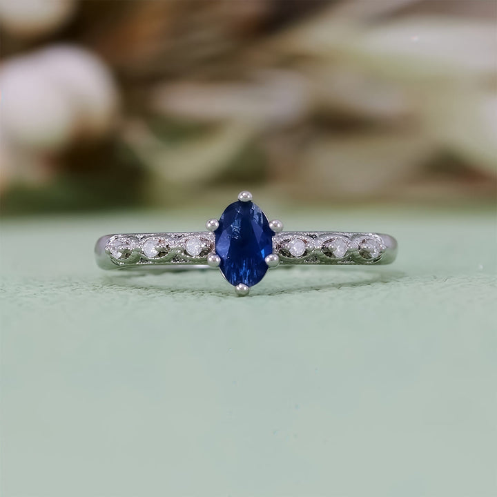 Anello Olivenorma Retro Exquisite Oval Cut Sapphire