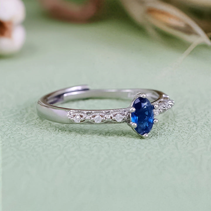 Anello Olivenorma Retro Exquisite Oval Cut Sapphire
