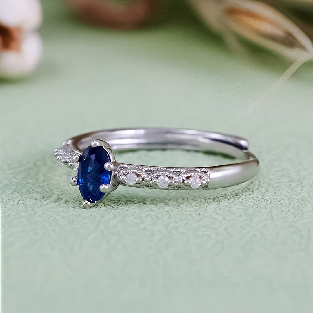 Anello Olivenorma Retro Exquisite Oval Cut Sapphire