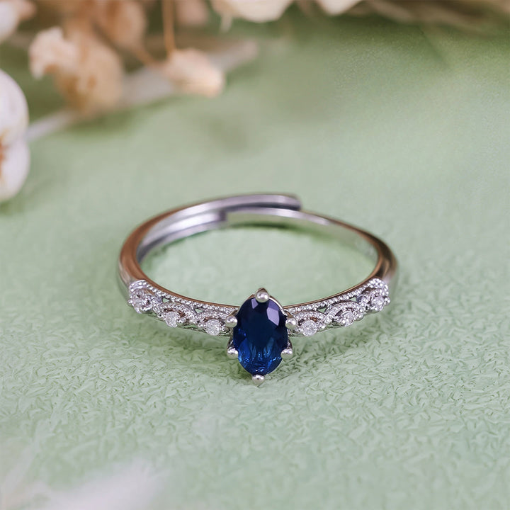 Anello Olivenorma Retro Exquisite Oval Cut Sapphire