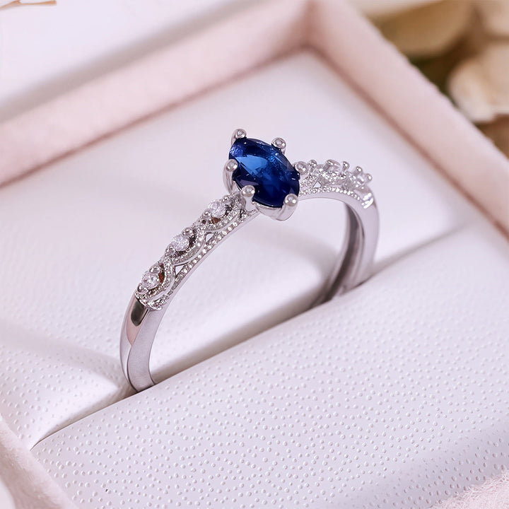 Anello Olivenorma Retro Exquisite Oval Cut Sapphire