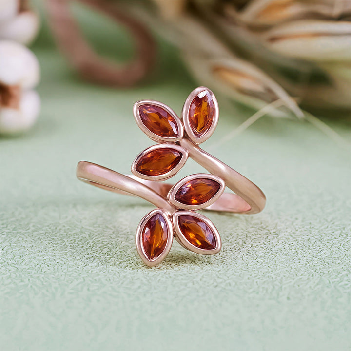 Anello regolabile a forma di foglia di granato Olivenorma
