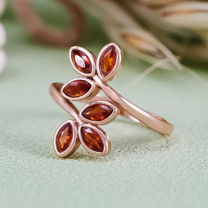 Anello regolabile a forma di foglia di granato Olivenorma