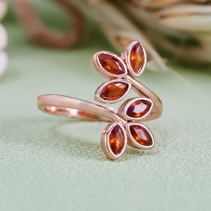 Anello regolabile a forma di foglia di granato Olivenorma