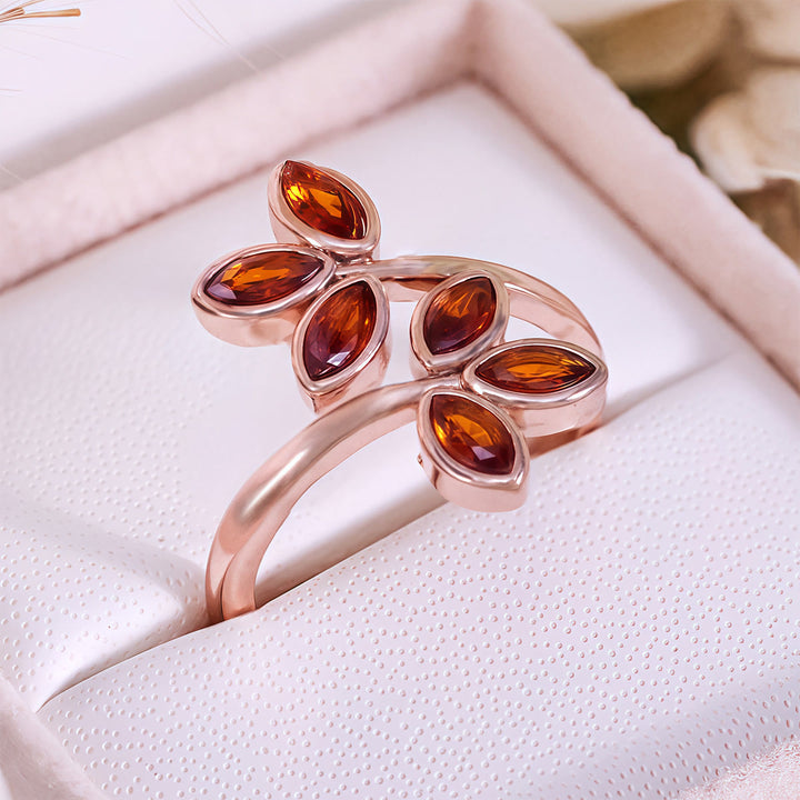 Anello regolabile a forma di foglia di granato Olivenorma