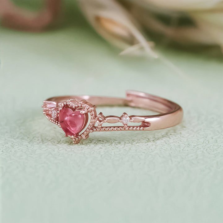Anello a forma di corona di principessa in granato a forma di cuore Olivenorma