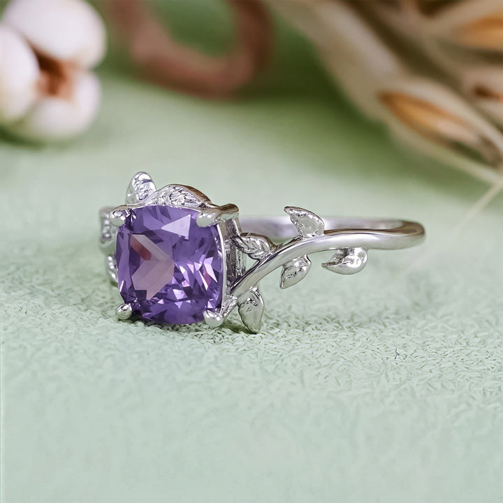 Anello avvolgente con foglia di ametista taglio quadrato Olivenorma