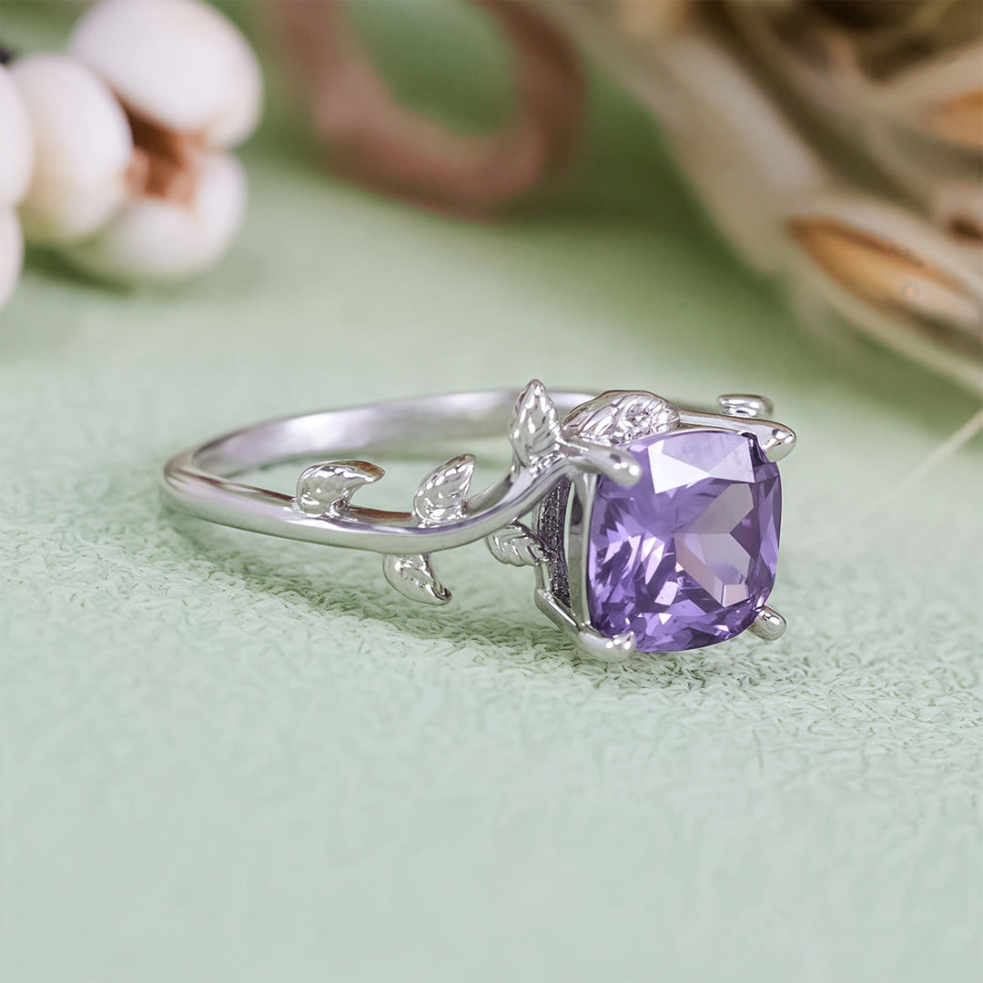 Anello avvolgente con foglia di ametista taglio quadrato Olivenorma