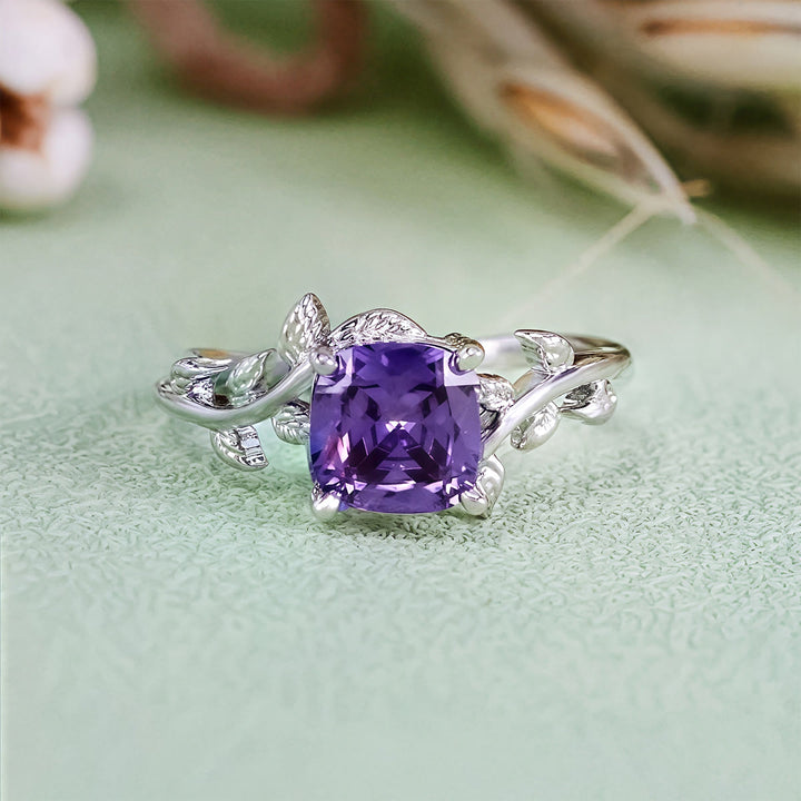 Anello avvolgente con foglia di ametista taglio quadrato Olivenorma