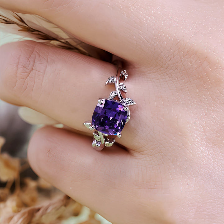 Anello avvolgente con foglia di ametista taglio quadrato Olivenorma