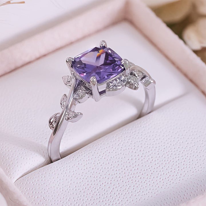 Anello avvolgente con foglia di ametista taglio quadrato Olivenorma