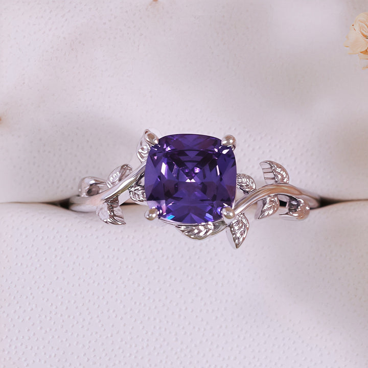 Anello avvolgente con foglia di ametista taglio quadrato Olivenorma