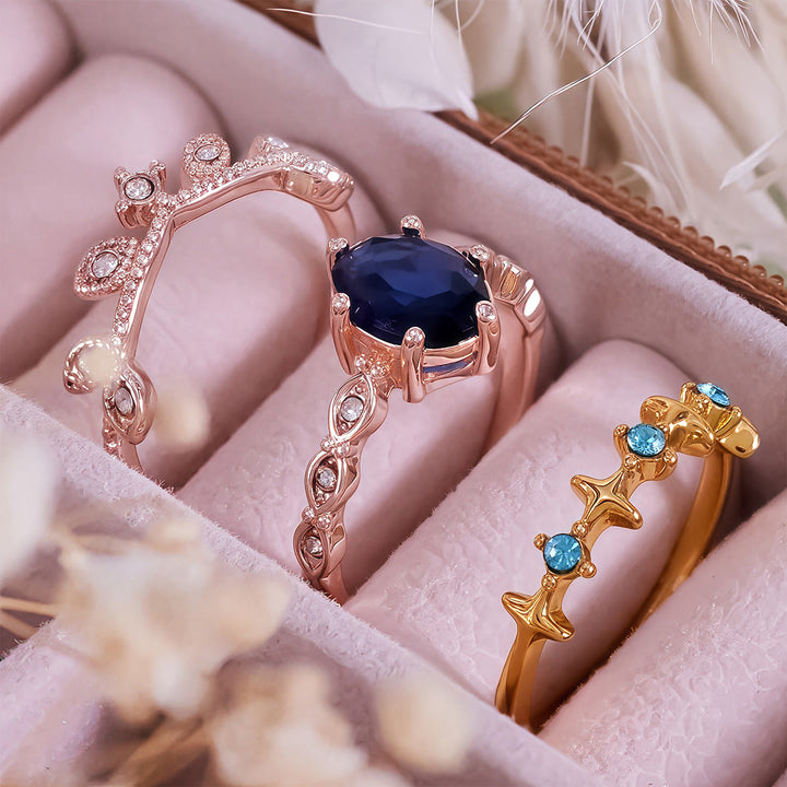 Olivenorma Moon Star Eternal Twilight Leaf 3 pezzi anello set