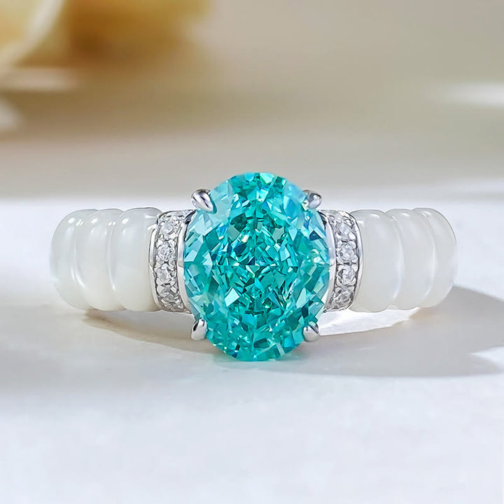 Anello Olivenorma con acquamarina taglio ovale