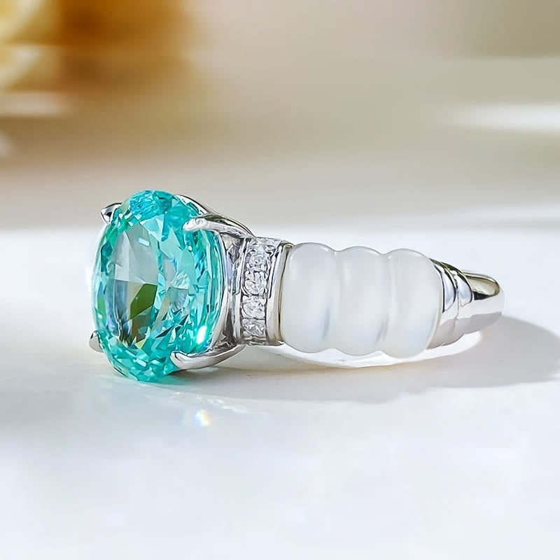 Anello Olivenorma con acquamarina taglio ovale
